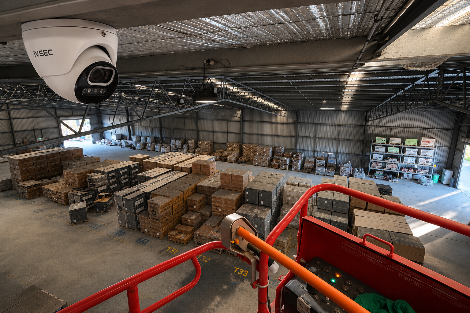 Commercial CCTV camera overlooking a manufacturing and storage facility in Dandenong