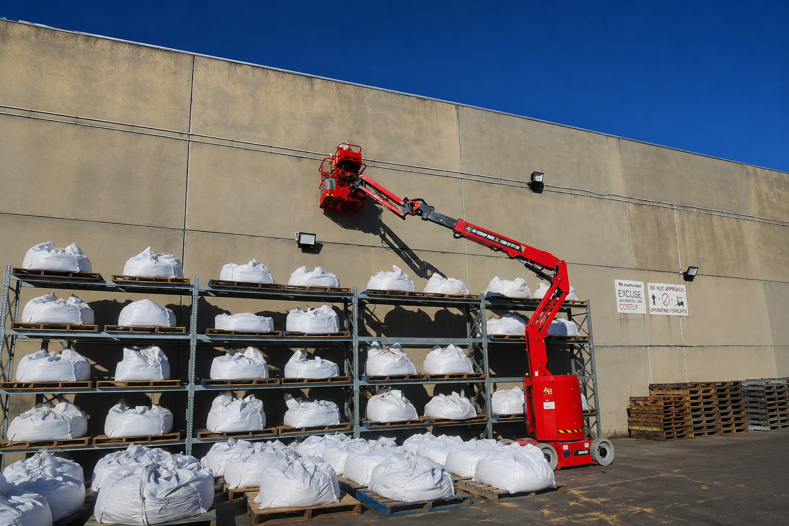 Commercial CCTV camera installation using an elevated work platform in Dandenong